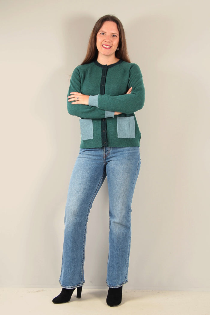 Mansted Coral Cardigan in Emerald