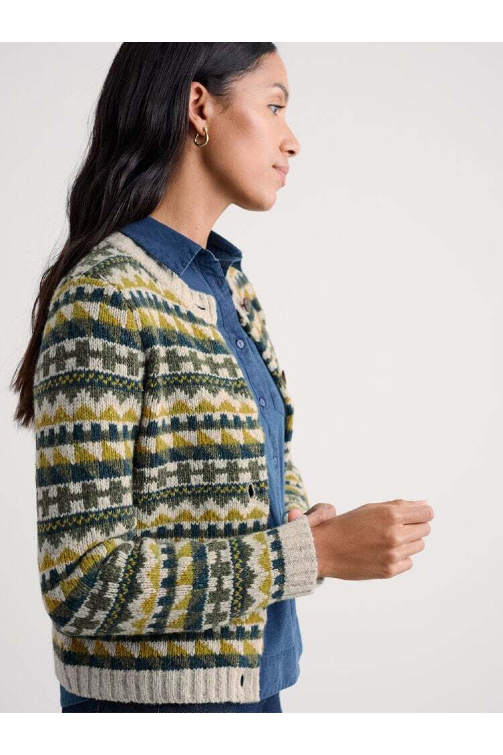 Dawson Pick Cardigan Fairisle in Zig Zag Geo Alpine Galley Mix