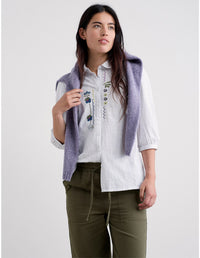 Hope Cottage Embroidered Blouse in Woodland Floral Chalk