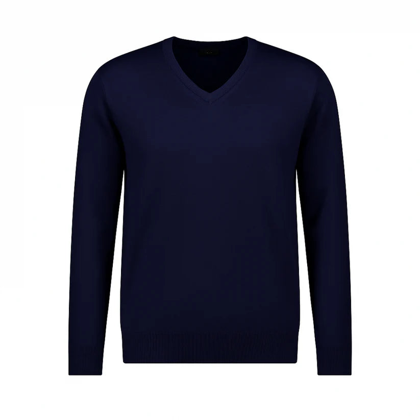 Fields Merino Vee Neck Jumper in Navy FL880
