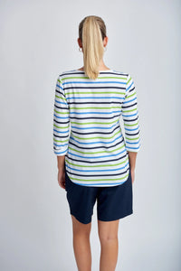 Goondiwindi T-Shirt - Kelly Green Multi Stripe