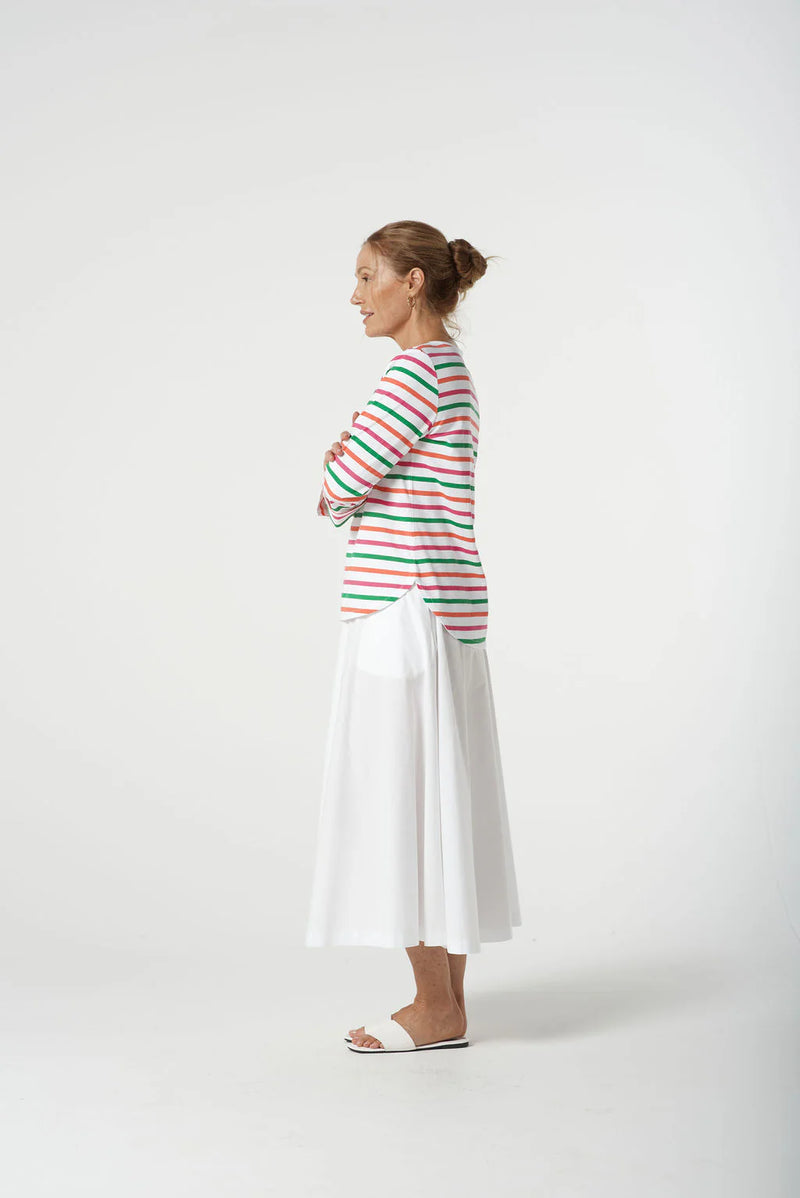Goondiwindi T-Shirt - Kelly Green Multi Stripe