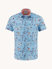 A Fish Named Fred The SS Birdy Blooms Shirt in Aqua Blue 33.058_603