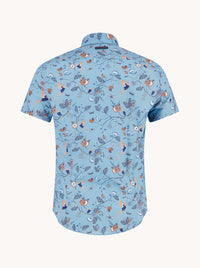 A Fish Named Fred The SS Birdy Blooms Shirt in Aqua Blue 33.058_603