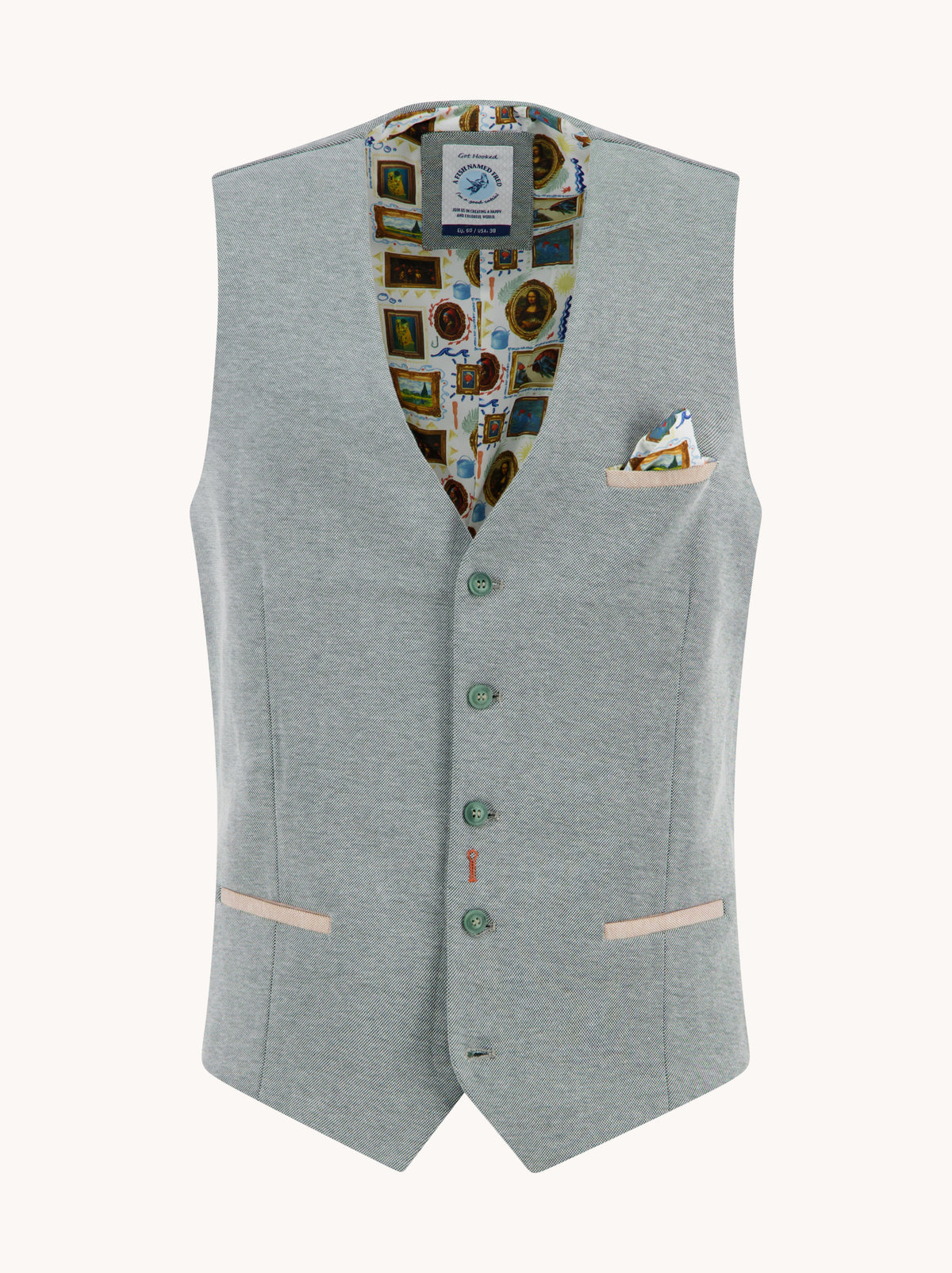 A Fish Named Fred Waistcoat Piqué in Thyme 33.131_312