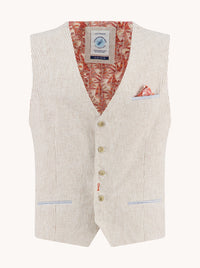 A Fish Named Fred Waistcoat Linen Stripe 33.138_205