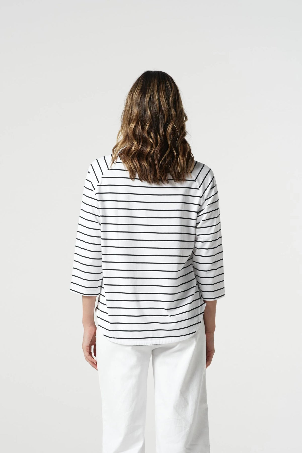 Goondiwindi T-Shirt - White + Navy Stripe