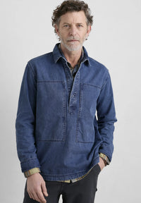 Seasalt Cornwall Men's Hawser Shirt Dark Mid Indigo Wash