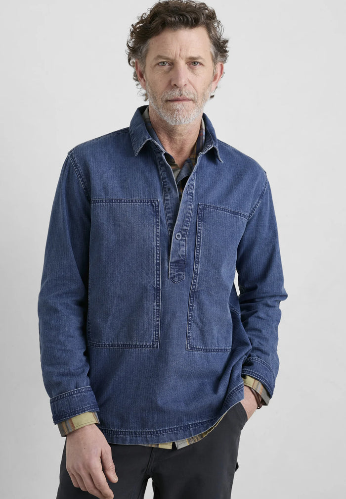 Seasalt Cornwall Men's Hawser Shirt Dark Mid Indigo Wash