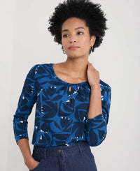 Appletree 3/4 Top in Floral Cutout Ink