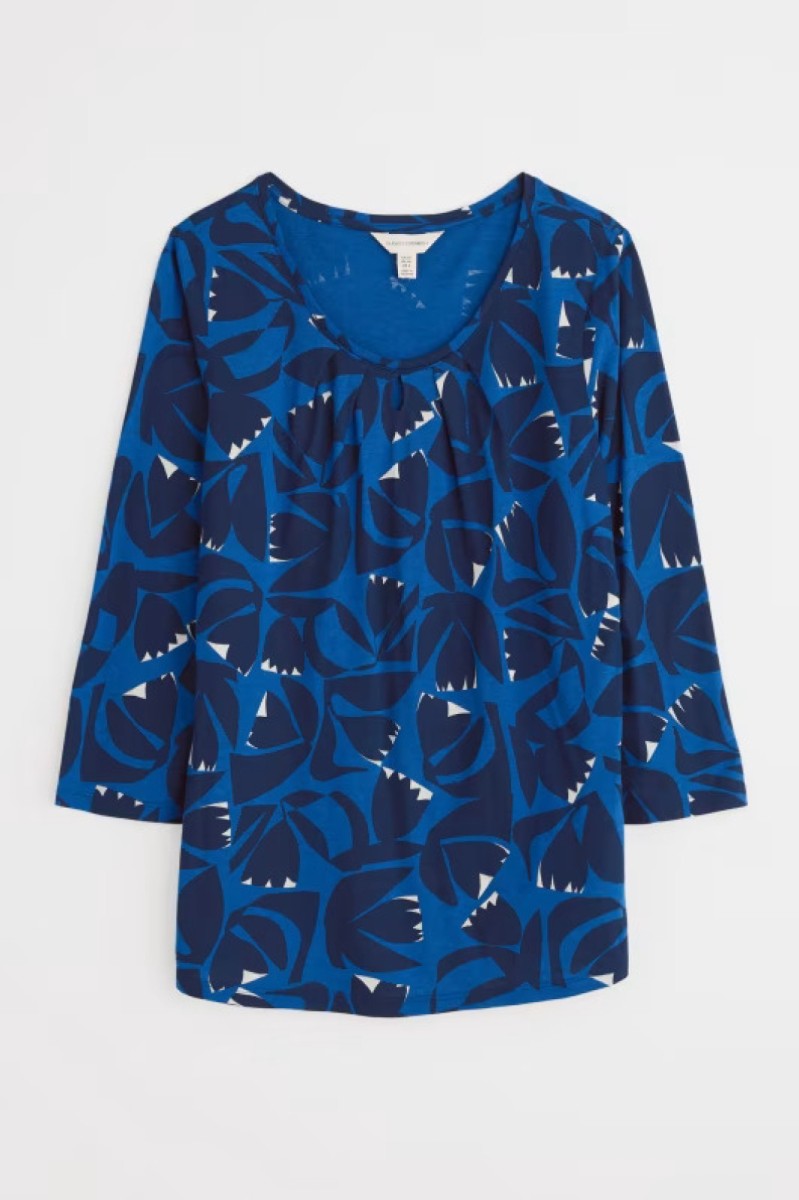 Appletree 3/4 Top in Floral Cutout Ink