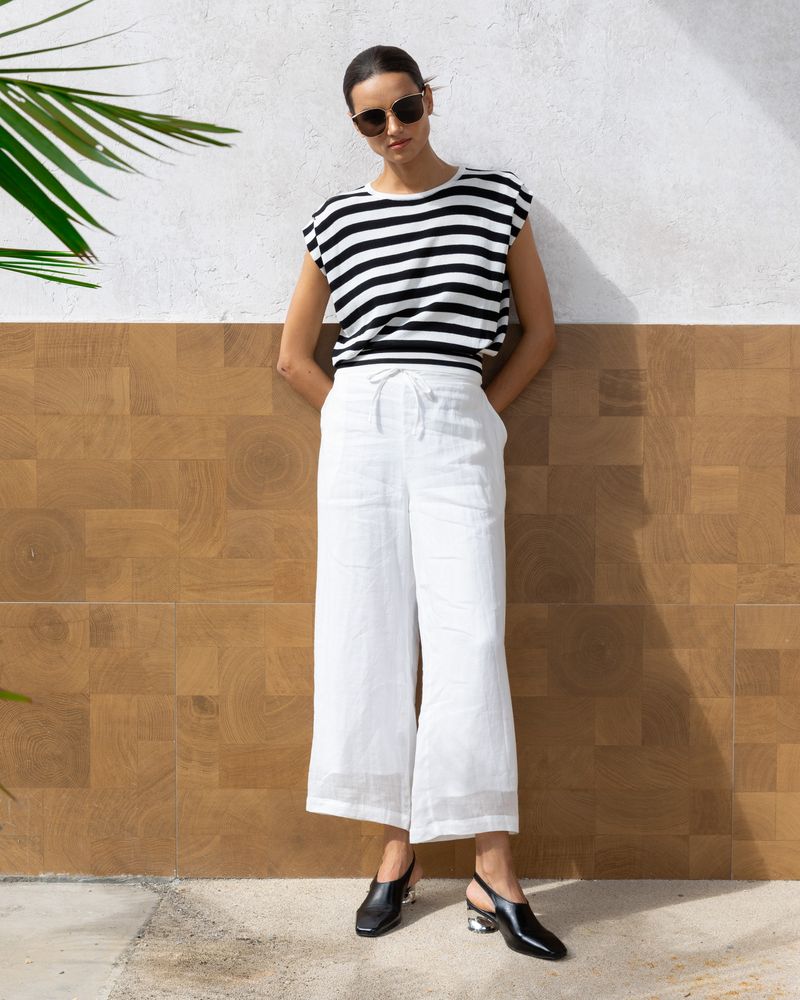 Teresa Top in Black and White Stripe