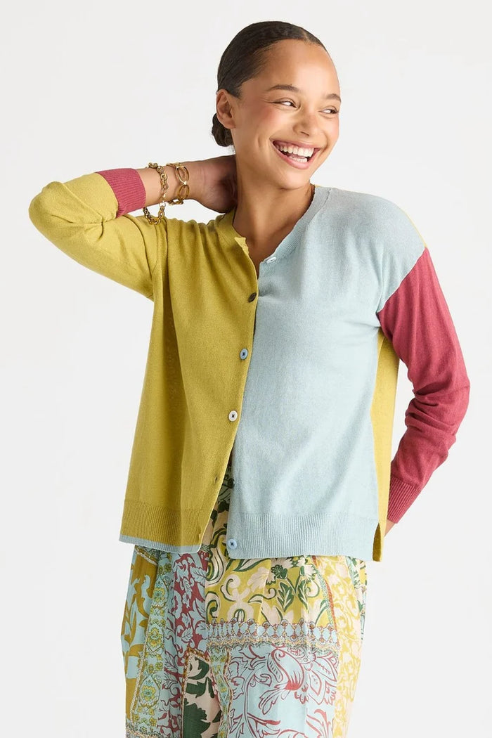 LD + Co Colour Block Cardi in Arcadia LC 8869