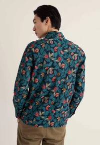 Men's Palores Short Sleeve Shirt in Dye Plant Abstract Maritime