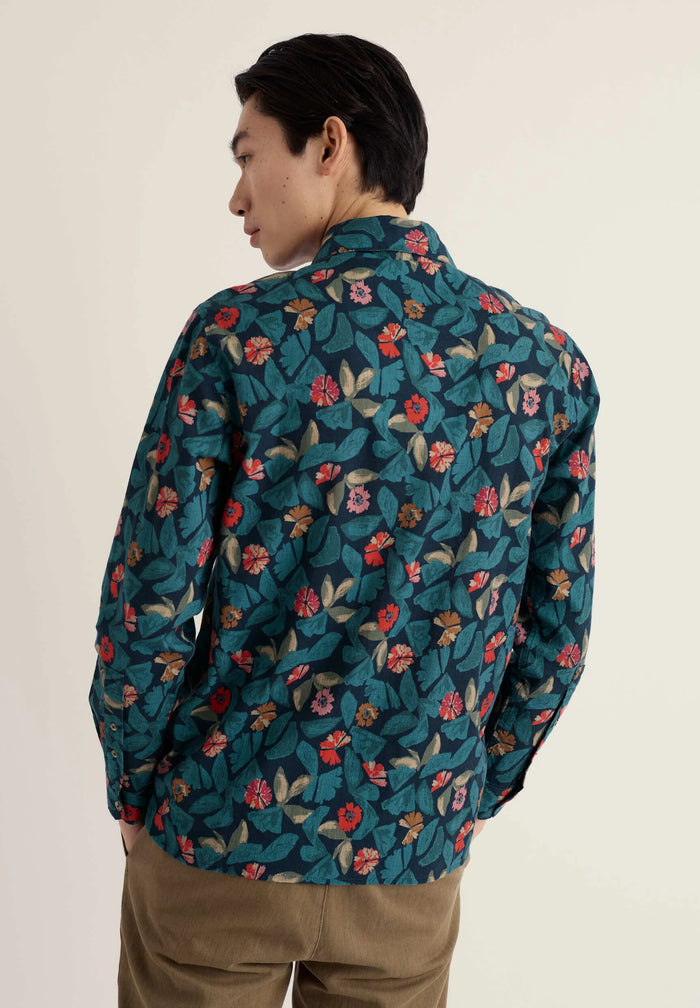 Men's Palores Short Sleeve Shirt in Dye Plant Abstract Maritime