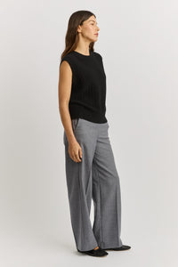 Toorallie Grid Knit Vest in Black 5124