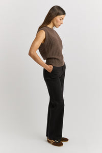 Toorallie Grid Knit Vest in Mocha 5124