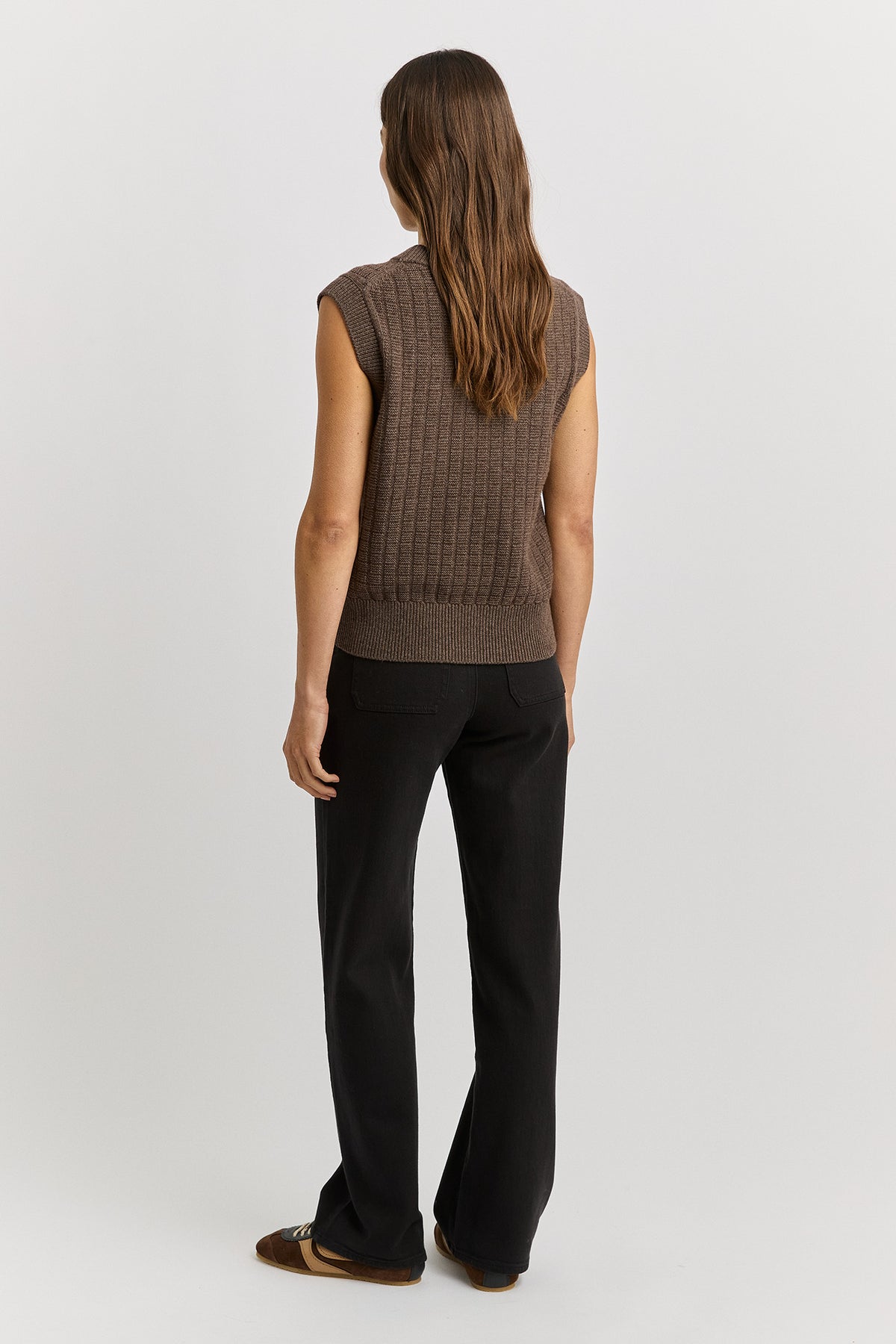 Toorallie Grid Knit Vest in Mocha 5124