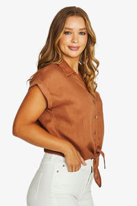 Tie Front Shirt in Chestnut 3029A