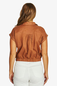 Tie Front Shirt in Chestnut 3029A