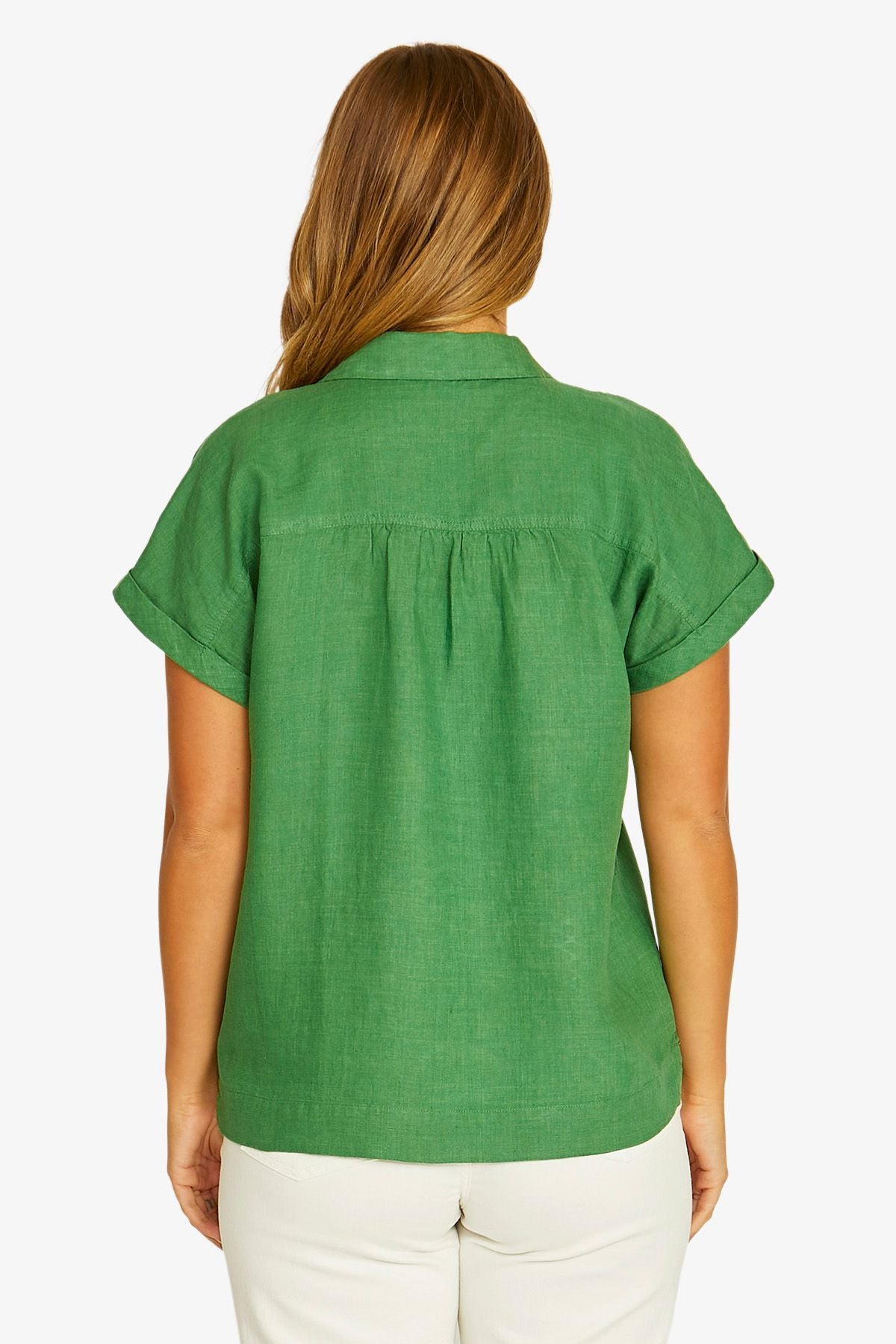 Open Neck Short Sleeve Shirt in Leaf 3031A