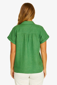 Open Neck Short Sleeve Shirt in Leaf 3031A