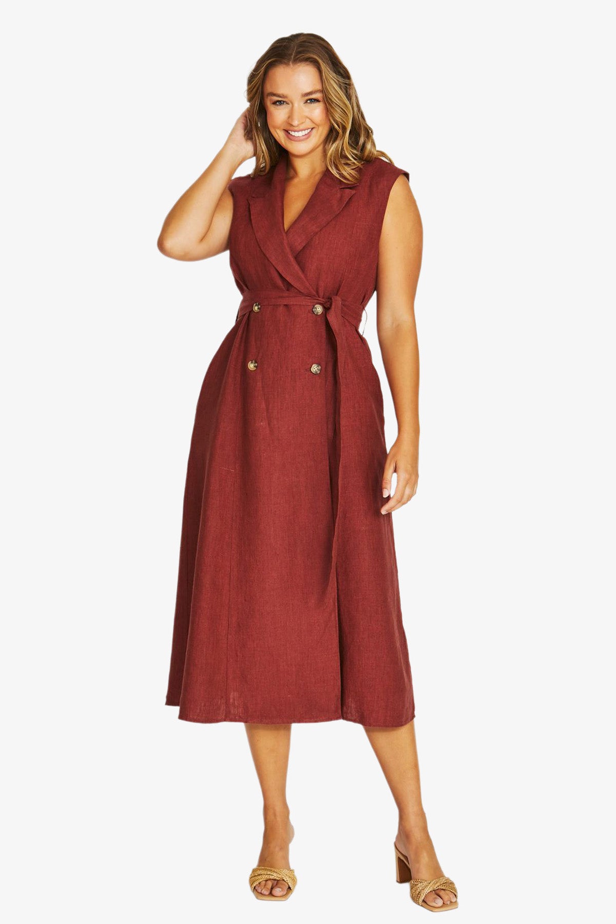 Double Breasted Dress in Raisin 5009A