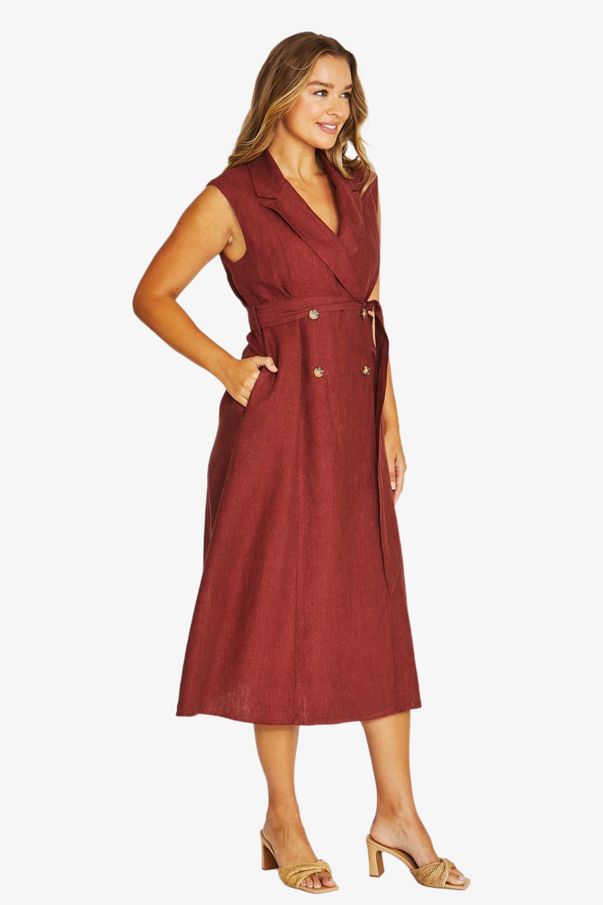 Double Breasted Dress in Raisin 5009A