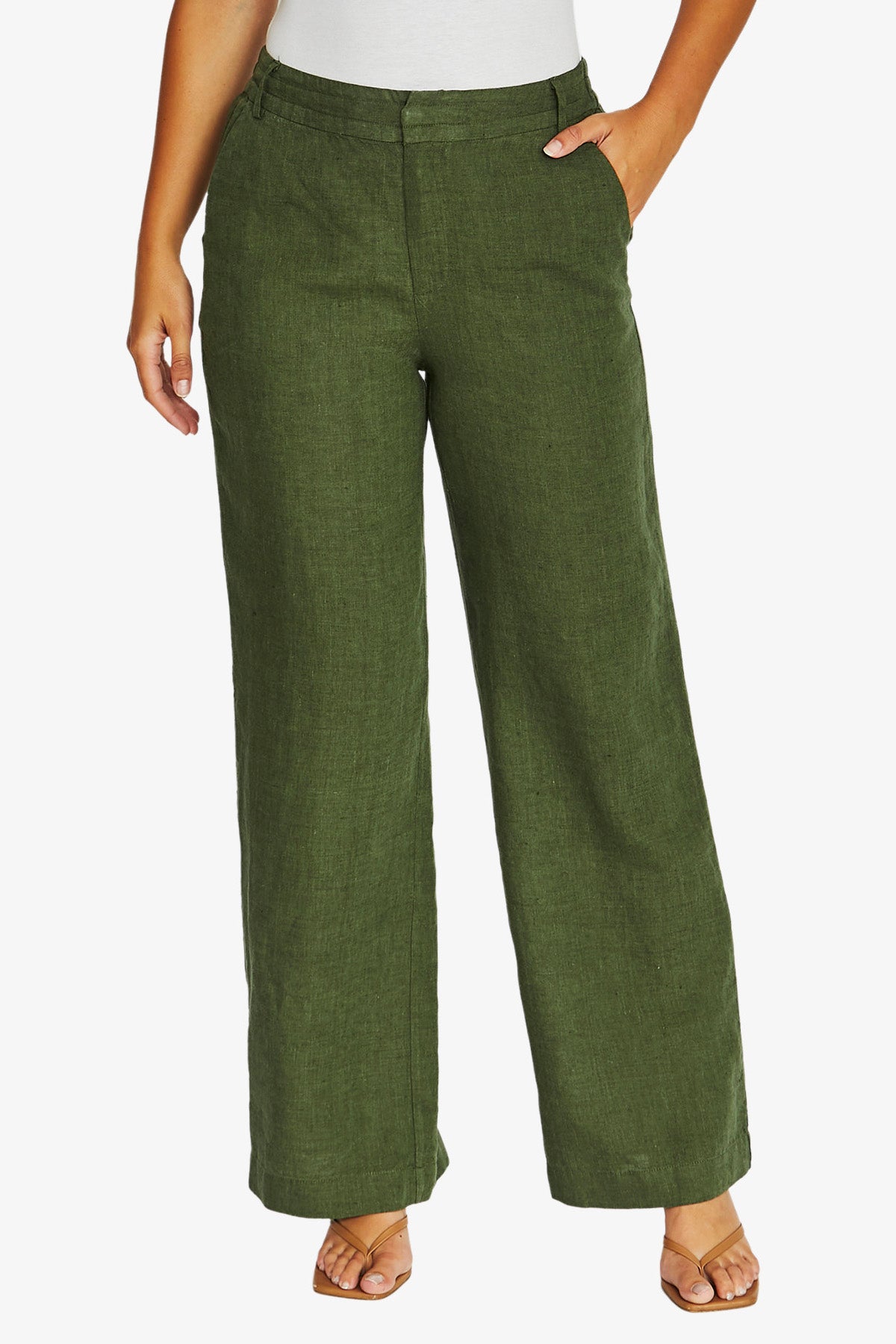 Stitch Waist Pant in Evergreen 7093A