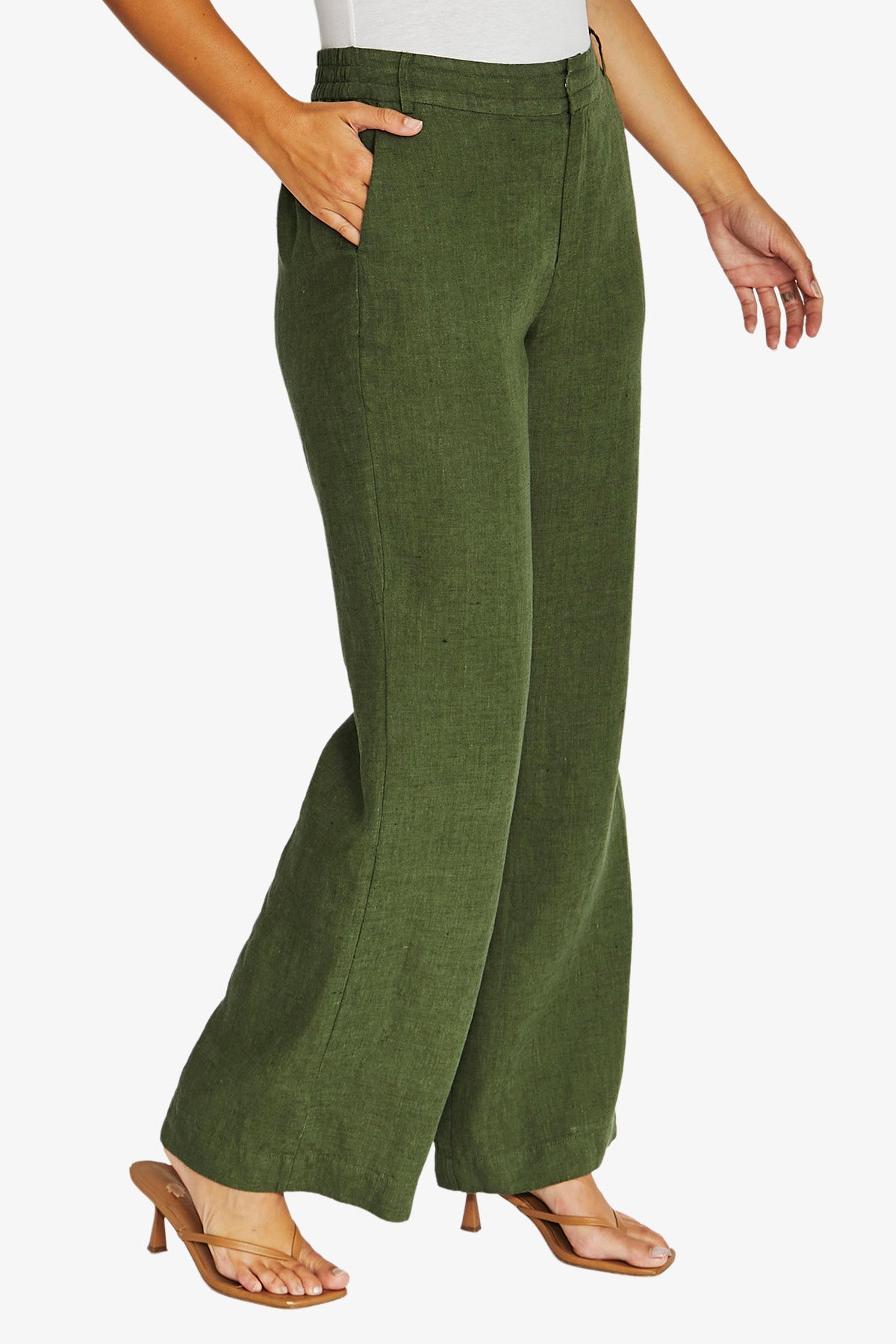Stitch Waist Pant in Evergreen 7093A