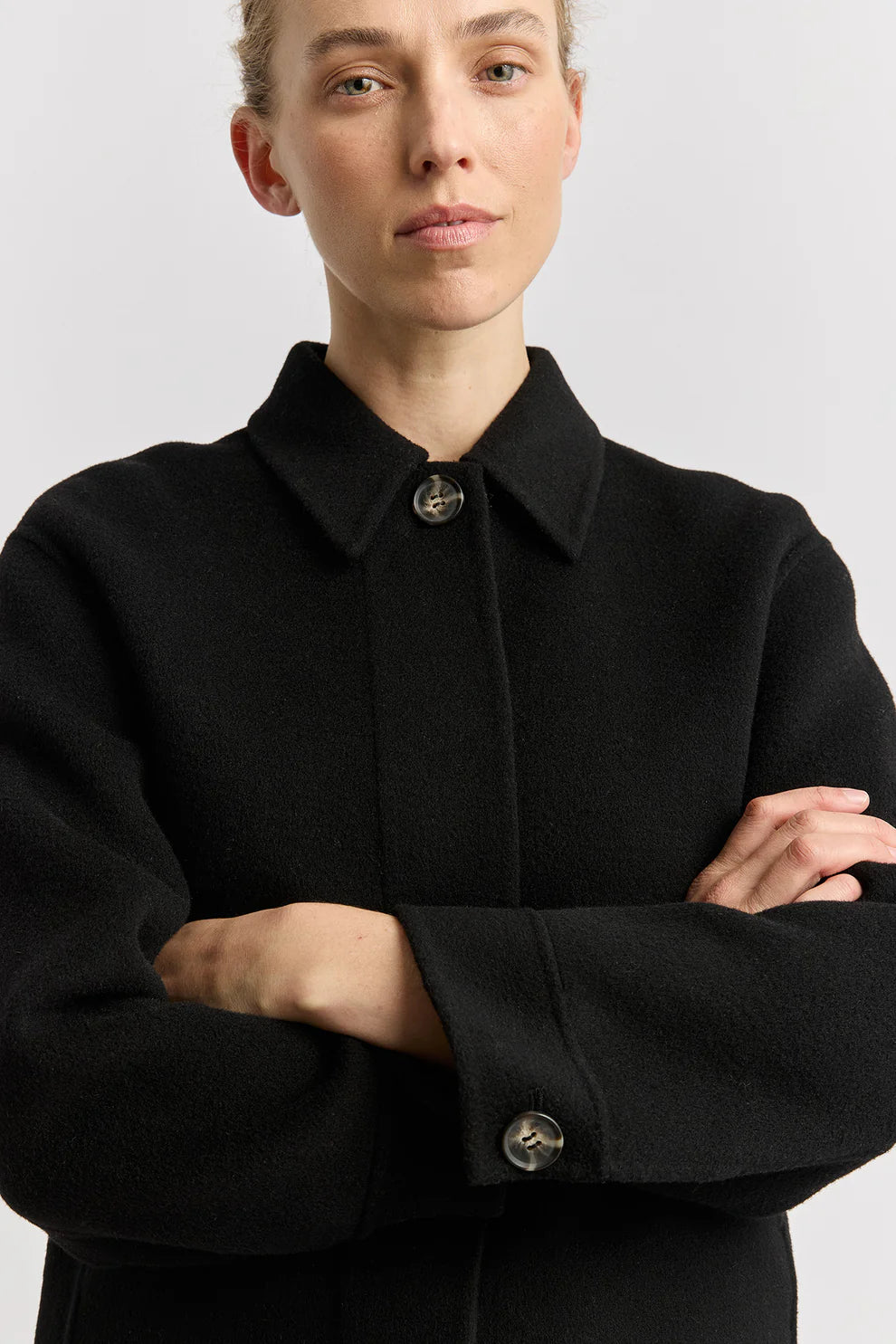 Toorallie Button Front Wool Jacket - Black