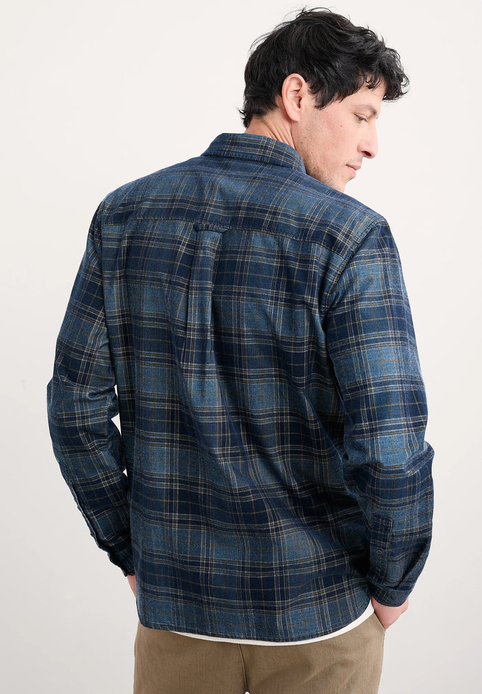 Seasalt Men's Shoreman Printed Cord Shirt in Gerens Hydrangeas