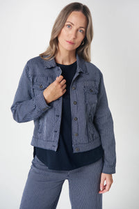 Goondiwindi Ray Denim Jacket in Dark Navy/White