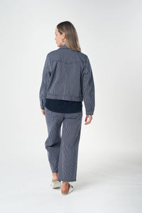 Goondiwindi Ray Denim Jacket in Dark Navy/White