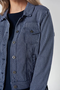 Goondiwindi Ray Denim Jacket in Dark Navy/White