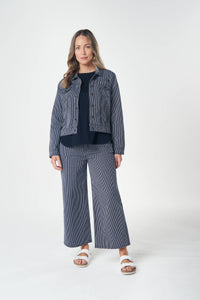 Goondiwindi Ray Denim Jacket in Dark Navy/White