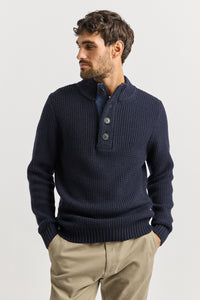 Toorallie Men's Button Tab Sweater in French Navy 8052
