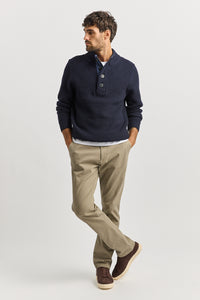 Toorallie Men's Button Tab Sweater in French Navy 8052