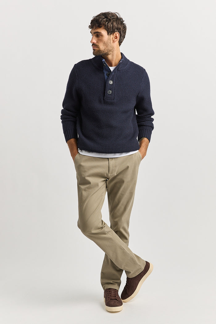 Toorallie Men's Button Tab Sweater in French Navy 8052