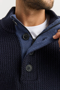 Toorallie Men's Button Tab Sweater in French Navy 8052