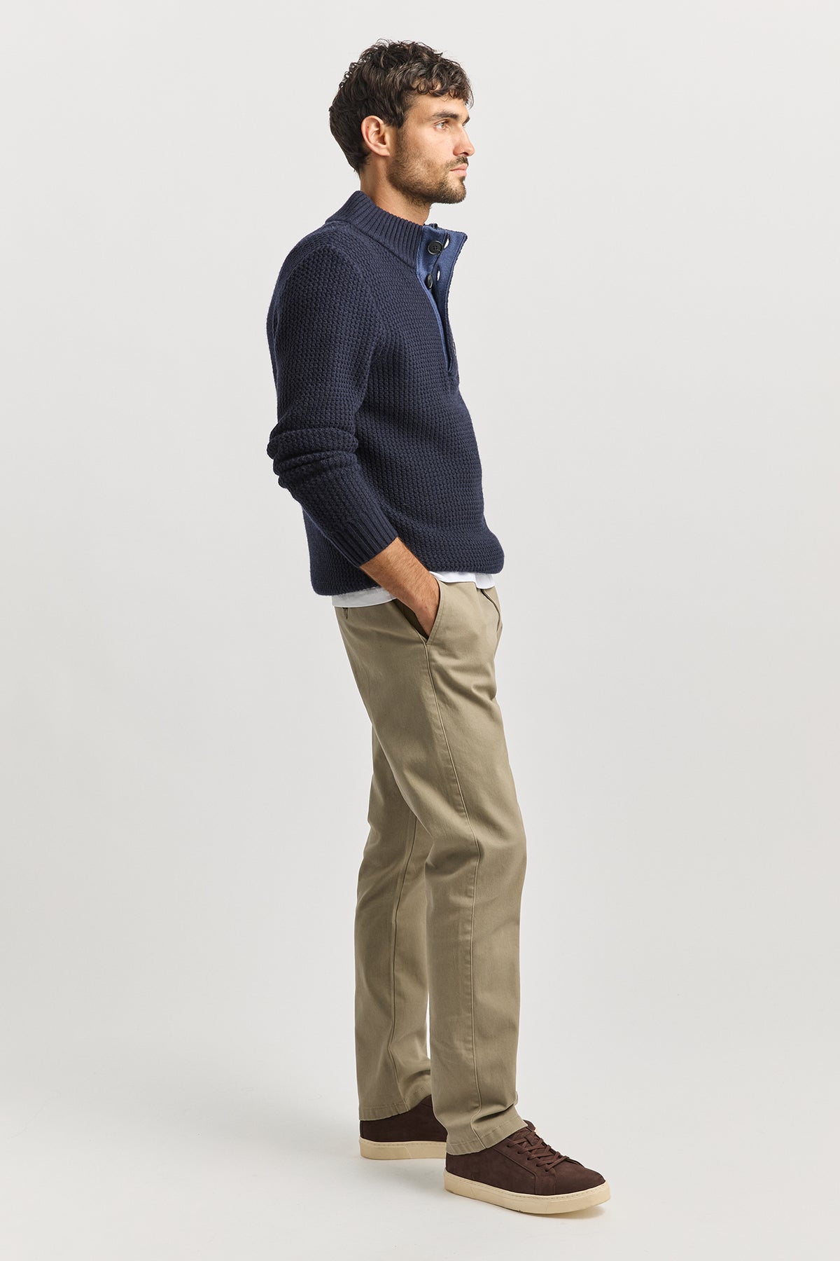 Toorallie Men's Button Tab Sweater in French Navy 8052