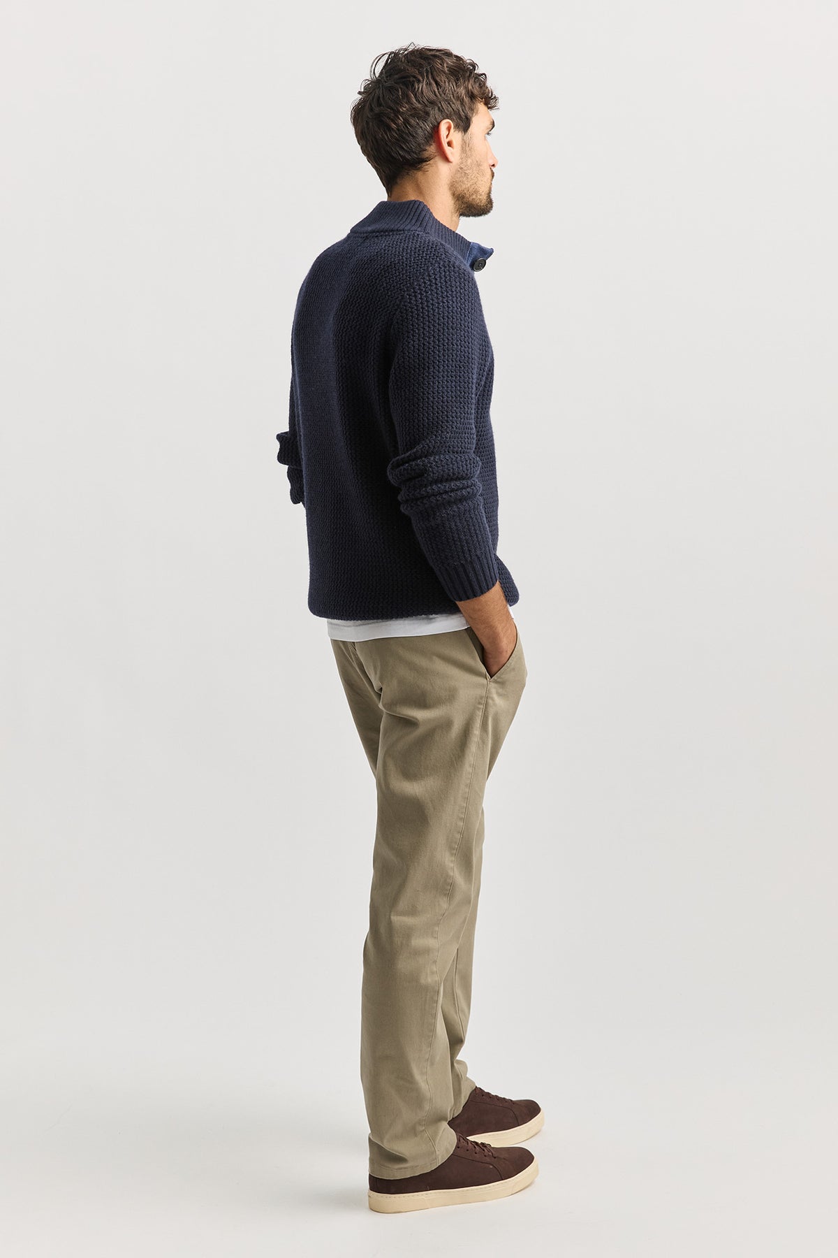 Toorallie Men's Button Tab Sweater in French Navy 8052