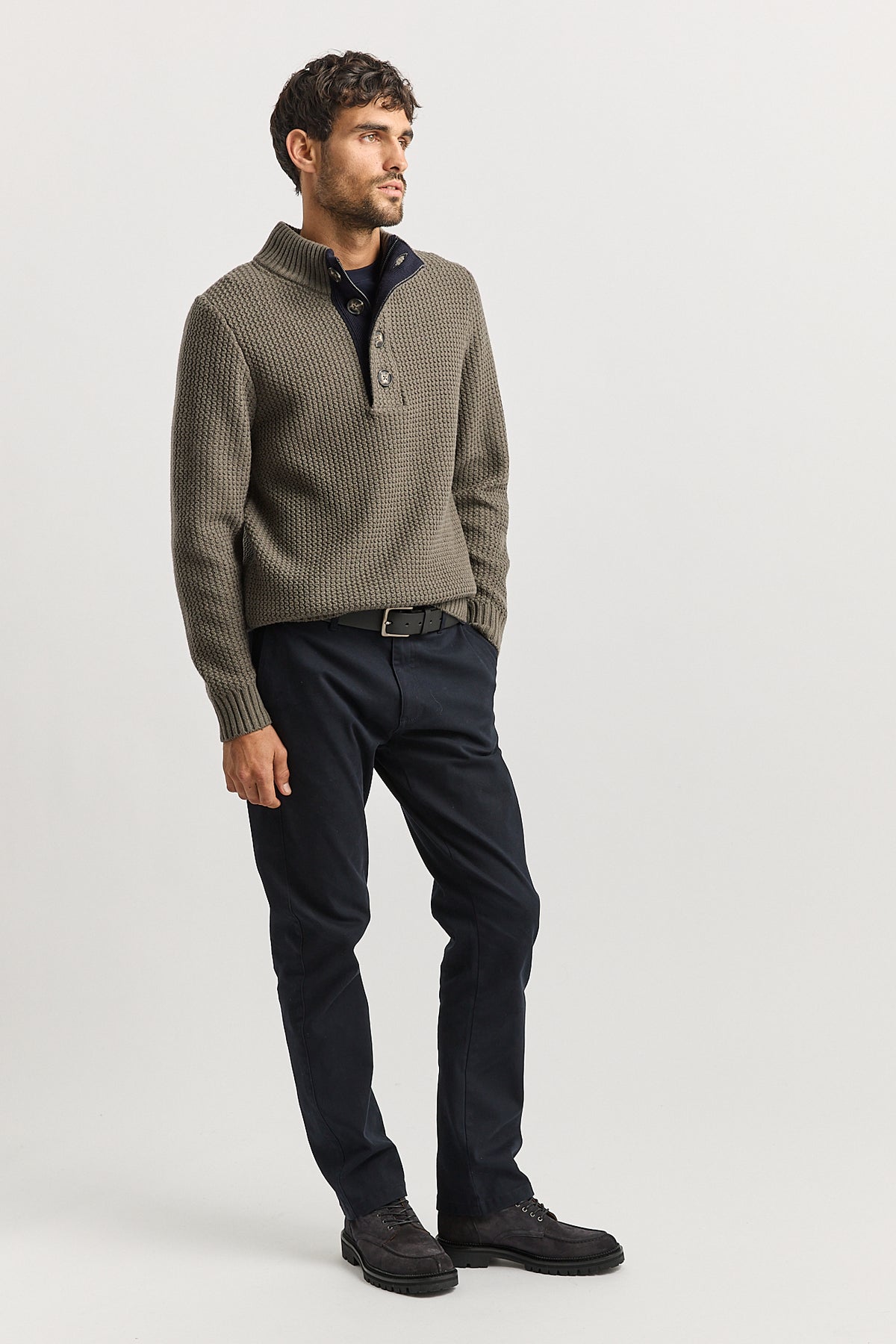 Toorallie Men's Button Tab Sweater in Falcon 8052
