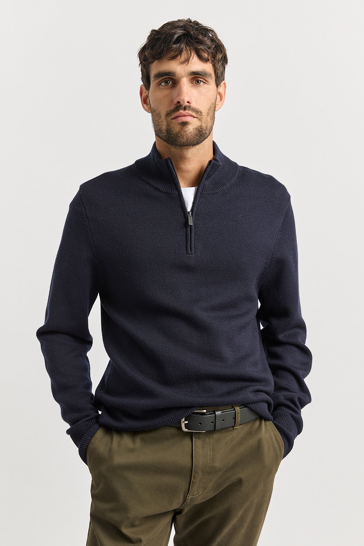Toorallie Men's  Trademark Half Zip  Sweater in French Navy 8060