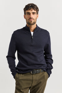 Toorallie Men's  Trademark Half Zip  Sweater in French Navy 8060