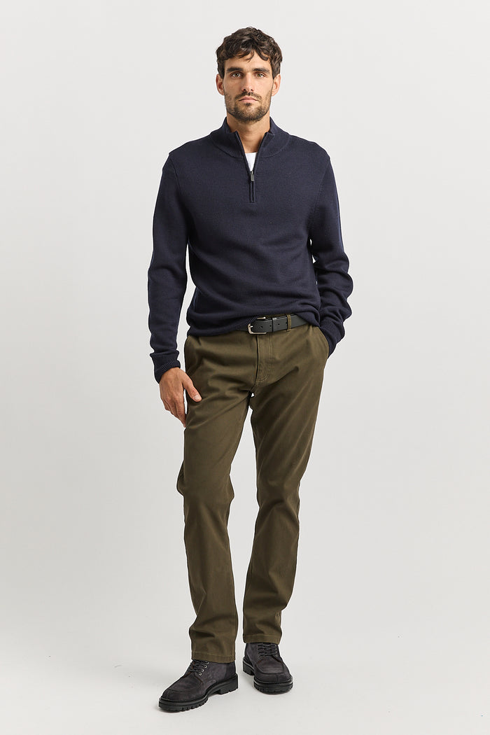 Toorallie Men's  Trademark Half Zip  Sweater in French Navy 8060