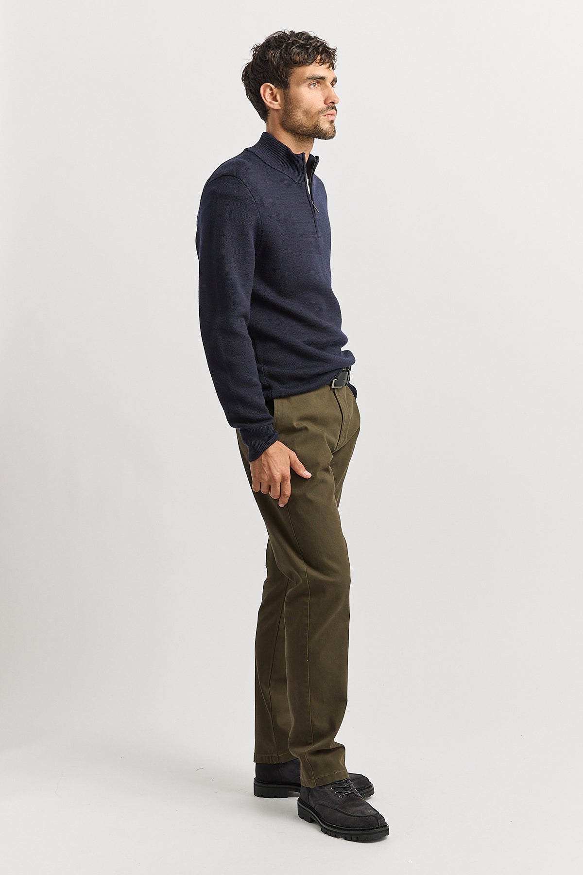 Toorallie Men's  Trademark Half Zip  Sweater in French Navy 8060