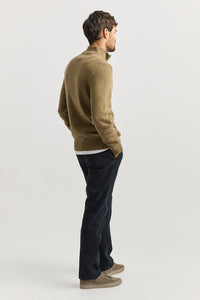 Toorallie Men's Lambswool Half Zip Sweater in Tannin 8067