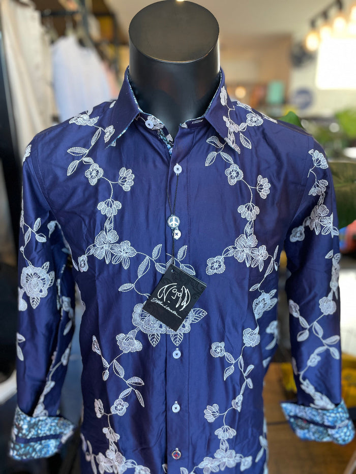 John Lennon Long Sleeve Shirt 'Pemperdon' in Navy