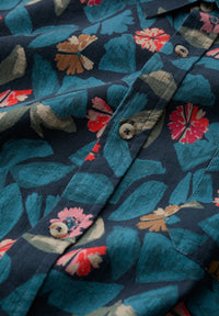 Men's Palores Short Sleeve Shirt in Dye Plant Abstract Maritime